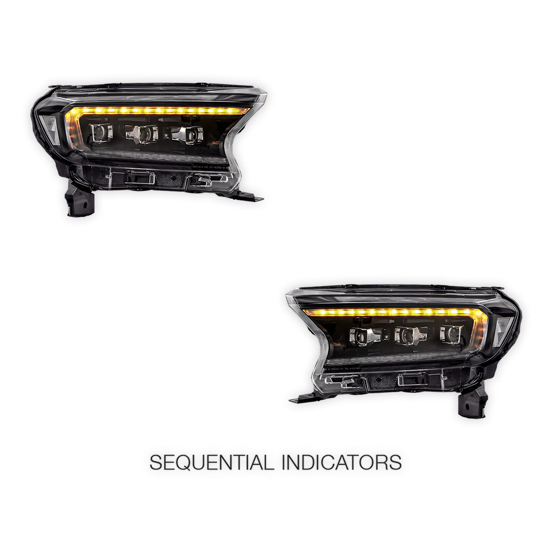 Ford Ranger PX MK2 / MK3 (2015 - 2021) Projector LED Headlights LH + RH