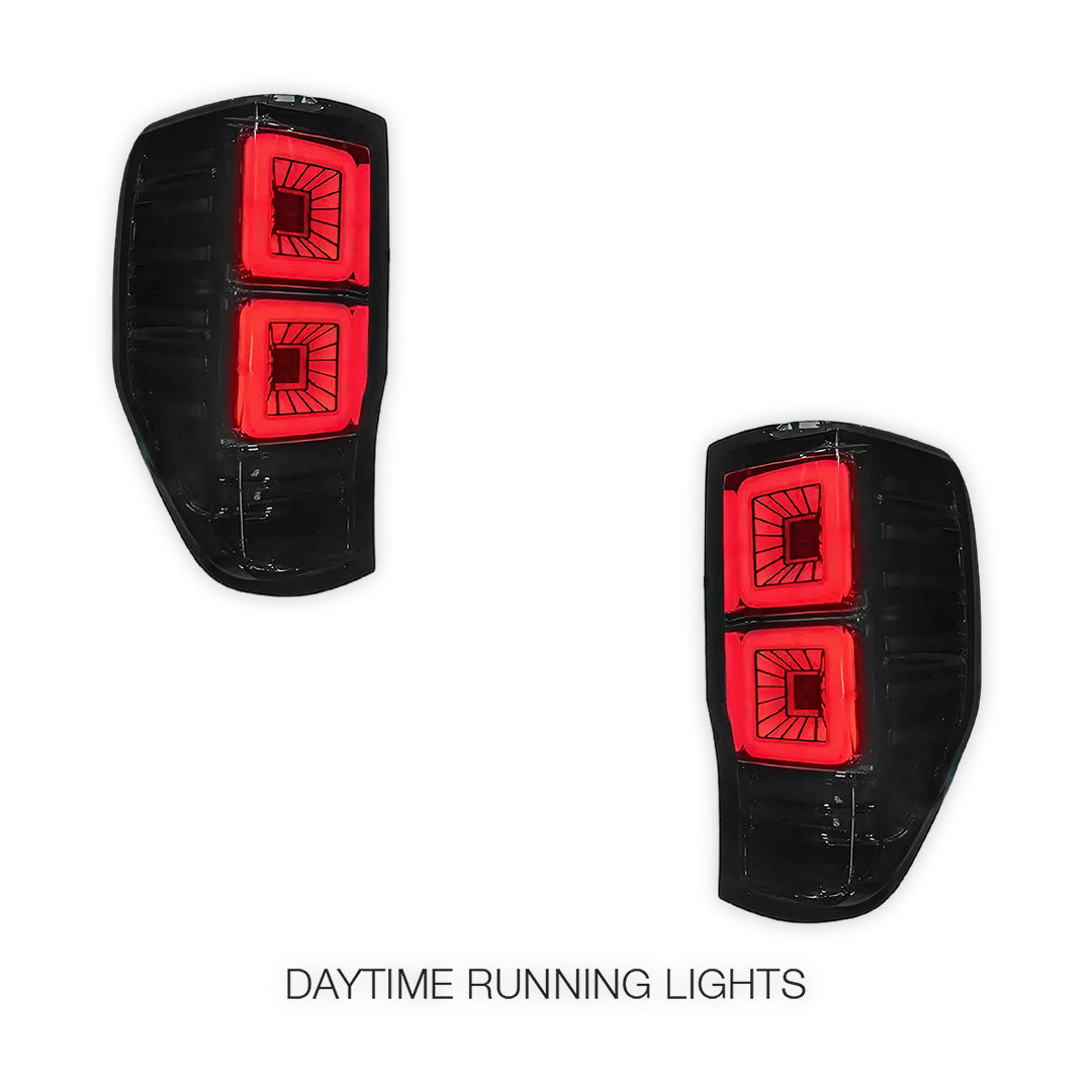 Ford Ranger PX MK1 / MK2 / MK3 (2012 - 2021) Smoked Block-Style LED Tail Lights LH + RH