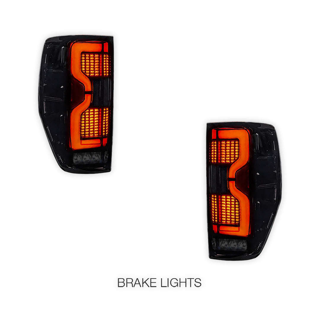 Ford Ranger PX MK1 / MK2 / MK3 (2011 - 2021) Smoked 3D Stripe Bar Full LED Tail Lights LH + RH