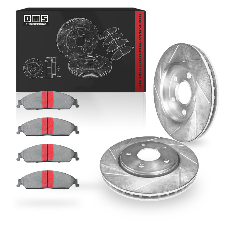 Ford Falcon AU Series 2 & 3 (2000 - 2002) Rear Slotted Brake Rotors and Brake Pads LH + RH