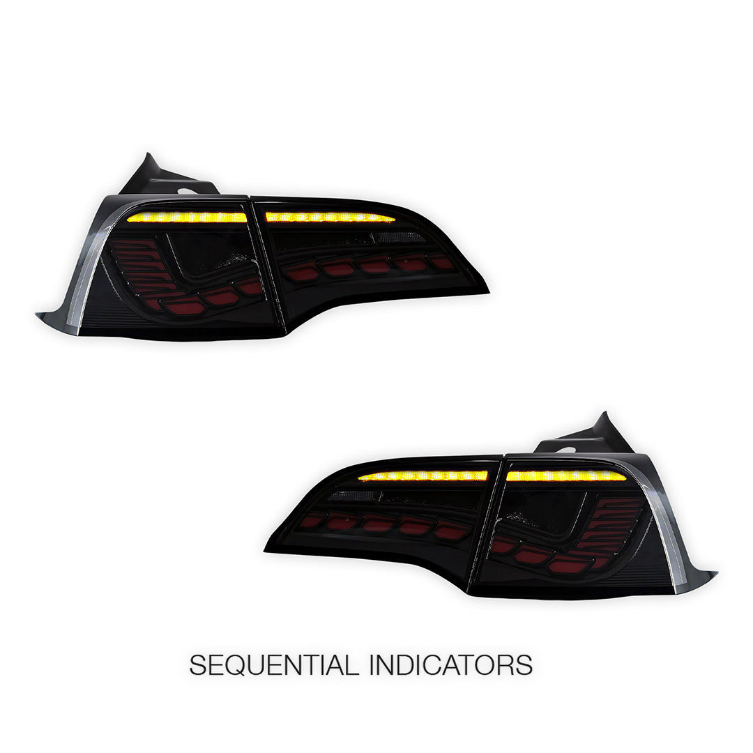 Tesla Model 3 Sedan (2017 - 2022) Sequential Clear Tail Lights LH + RH