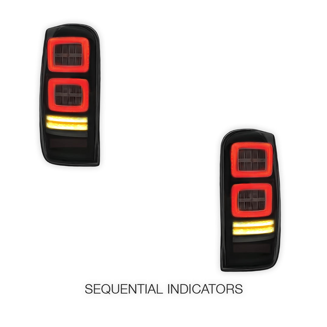 Mitsubishi Triton MR (2019 - 2022) Sequential Smoked Block Style Full LED Tail Lights LH + RH